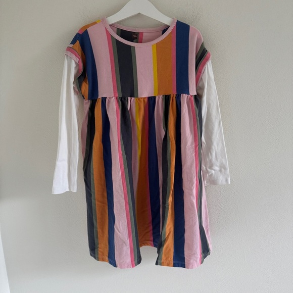 Kids Tea Vibrant Striped Long Sleeve Kids Dress - Picture 1 of 5